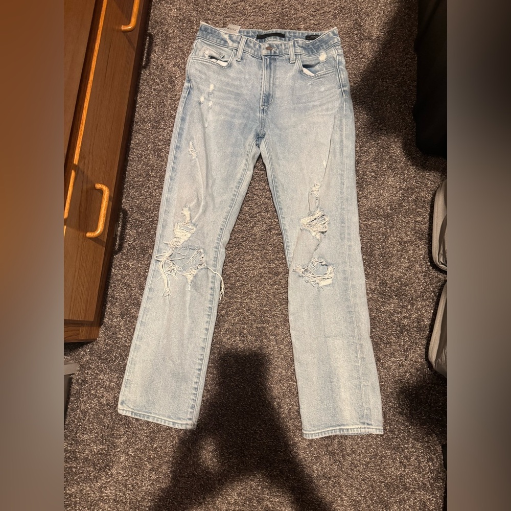 Joe's Jeans Light Blue Distressed Straight Leg Women's Jeans Mid Rise